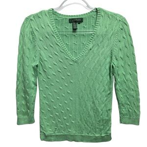 Ralph Lauren Silk Cable Knit Aran Fishermen Knitted Tennis Sweater Retro Rare